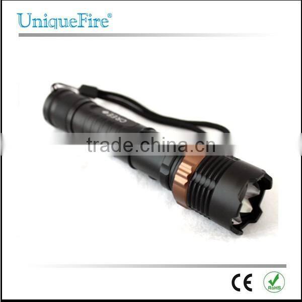 uniquefire rechargeable adjustable focus flat 3.7v 300 lumen led torch