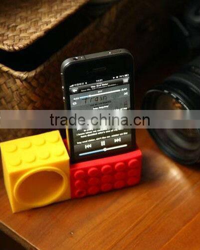 Rubik's cube silicone football speaker for i phone Silicone mobile phone holder horn stand