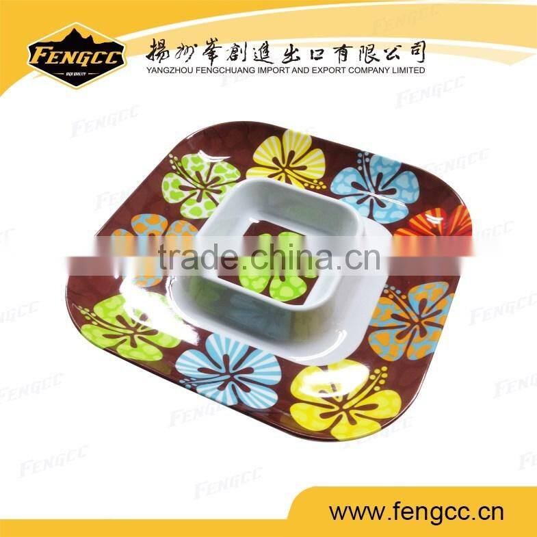 Round shape santa tree 100% melamine dessert cake food plate