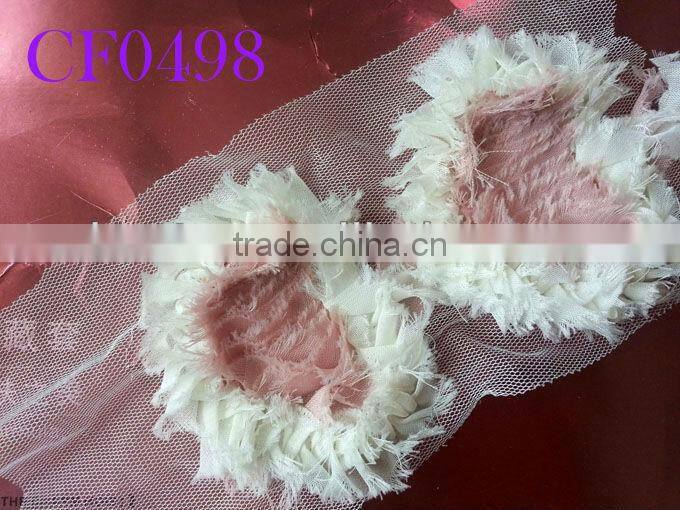 Fashion wholesale shabby chiffon flower trim for kid clothes