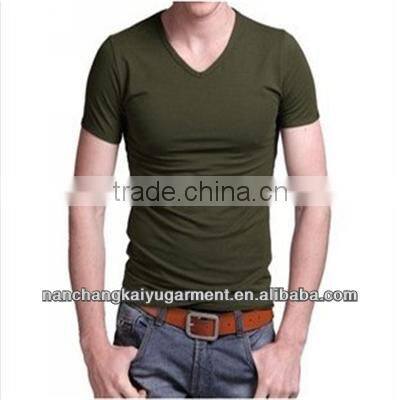 2014 Summer New Arrival Men's Fashion Plain Short Sleeve V-Neck T-Shirt