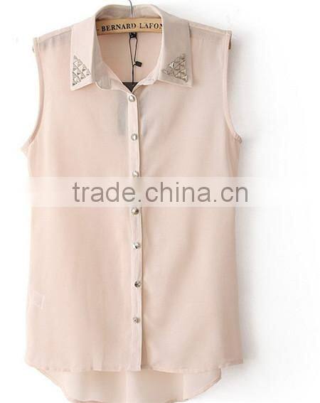 lady chiffon blouse tops woman sleeveless blouses tops