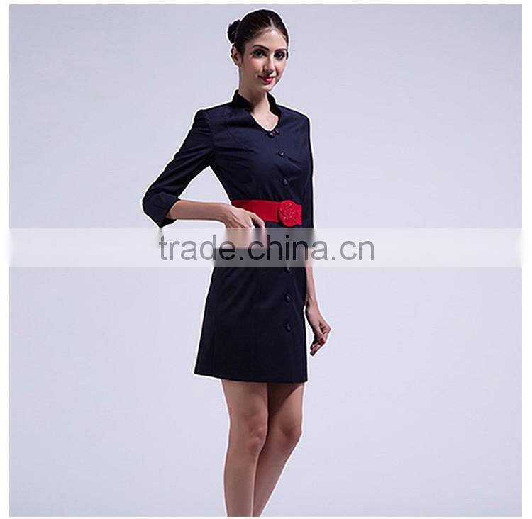 Custom Black Colours Slim Fit Stewardess Dress
