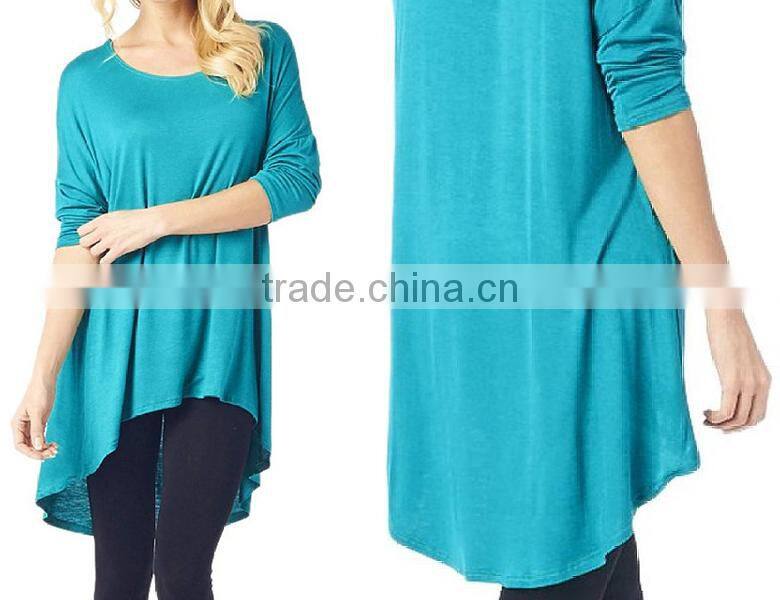 with 3/4 Sleeves woman plain t-shirt dress