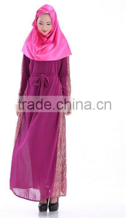 long sleeve maxi chiffon beaded muslim dress abaya
