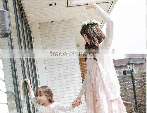 Hot selling wholesale srtipe white flower new model mother daughter matching girl dress