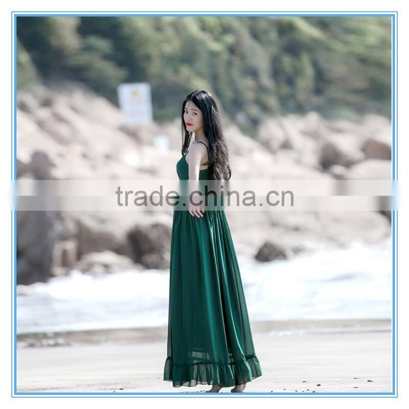 Women Chiffon New Style Empire Waist Green Maxi Dress Long One Piece Dresses