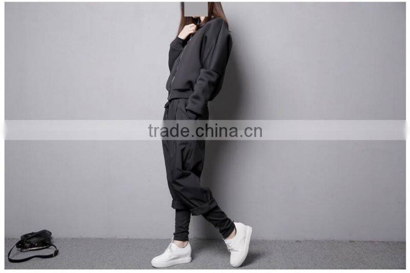 Best Quality Lady Biker Bomber Jacket black Solid Zipper Coat Women Cloths 2016