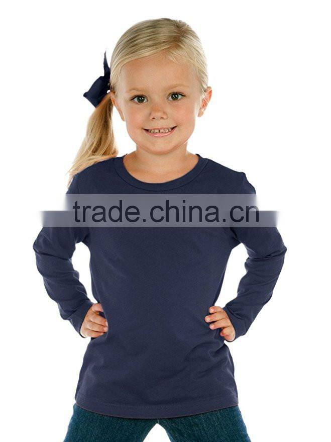 100% cotton pink t shirts 120gsm wholesale Toddlers Crew Neck Long Sleeve tshirt Kids clothing OEM