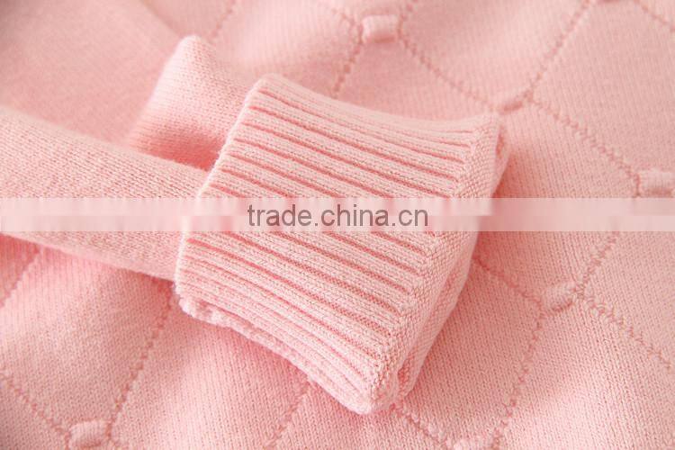 turtleneck collar pink sweaters plain knitted clothes appliqued tiny flower full sleeve winter garments warm