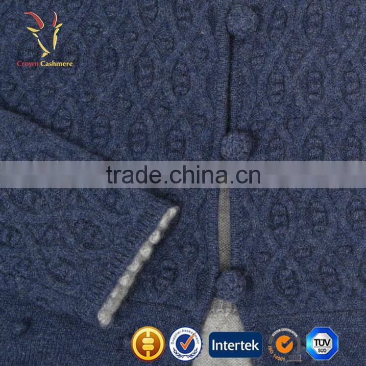 Baby Doll Long Sleeve Cashmere Dress With Cable design at waist