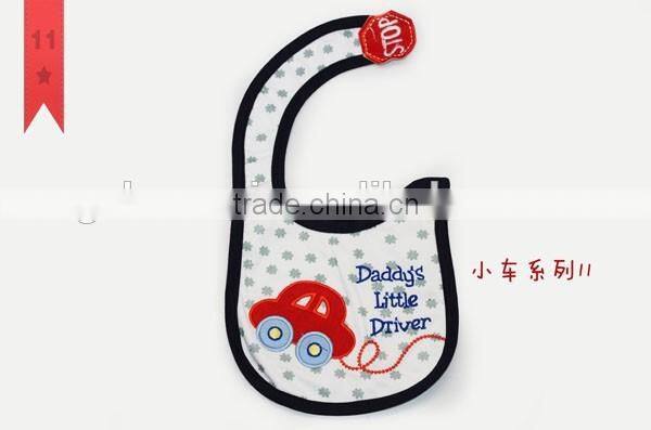 wholesale 2016 embroidery cartoon baby bibs 100% cotton