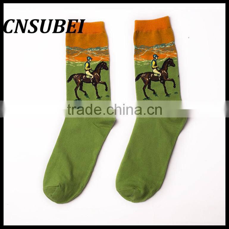 European and American painting pattern retro literary personality cotton in tube socks