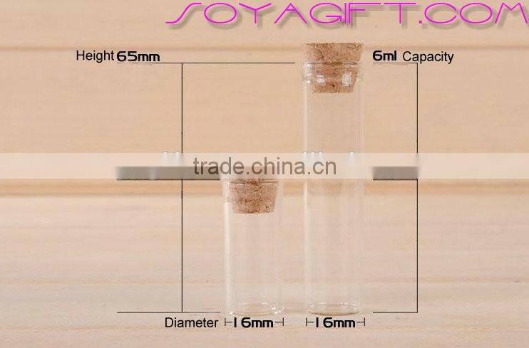 16mm Clear Glass Wishing Bottle With Cork Stopper and Test Tube for Lab