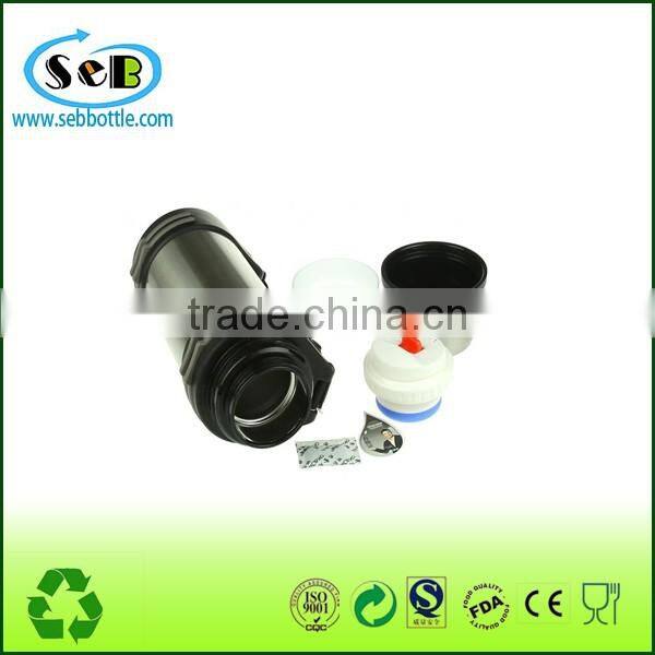 Different size double wall stainless steel Vacuum Travel Pot with Plastic Grip and Shoulder handle