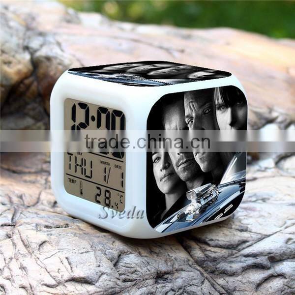 (Hot movie) Hot Gift 2015 New Fast & Furious LED Digital Clock Alarm Clock Mini clock