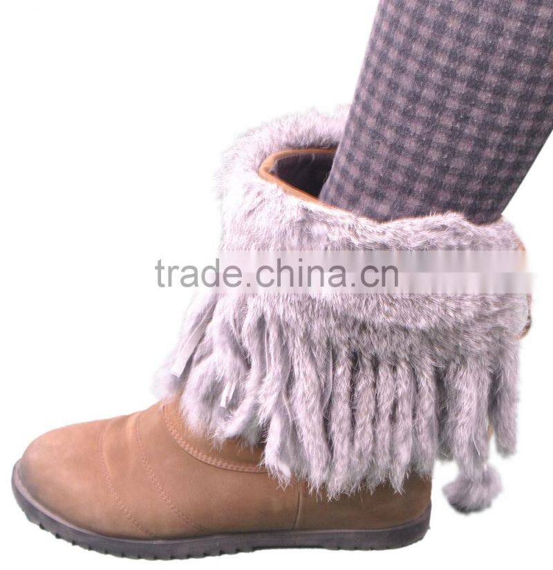 YR761 fashion natural brown rabbit fur leg warmer
