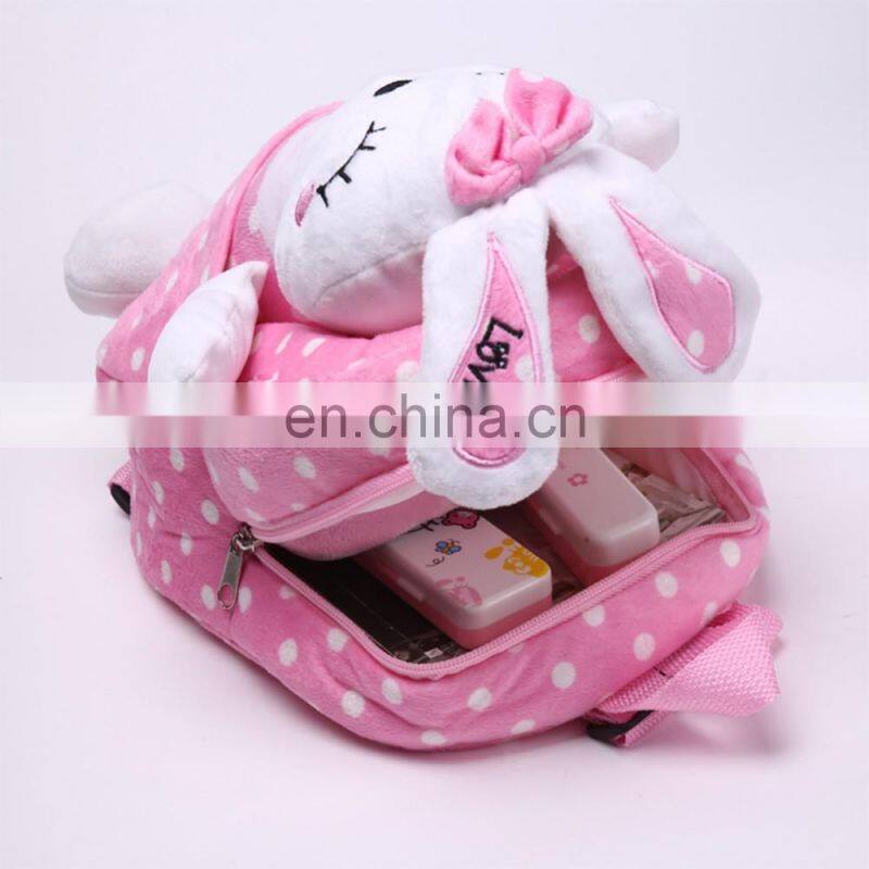 Rabbit Design Hot Sale Girls Terry Cartoon Backpack Satchel