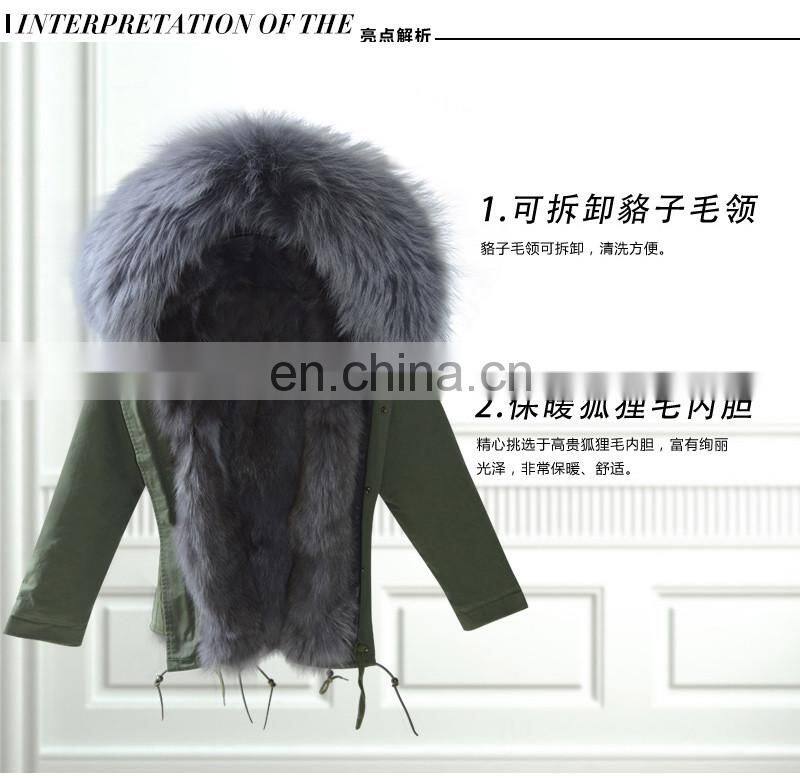 New Collections Winter Fur Coats Fox Army Jacket Women Outwear Parka