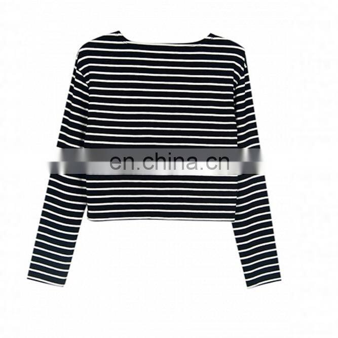 Wholesale long sleeve stripe women top sexy crop top 2016