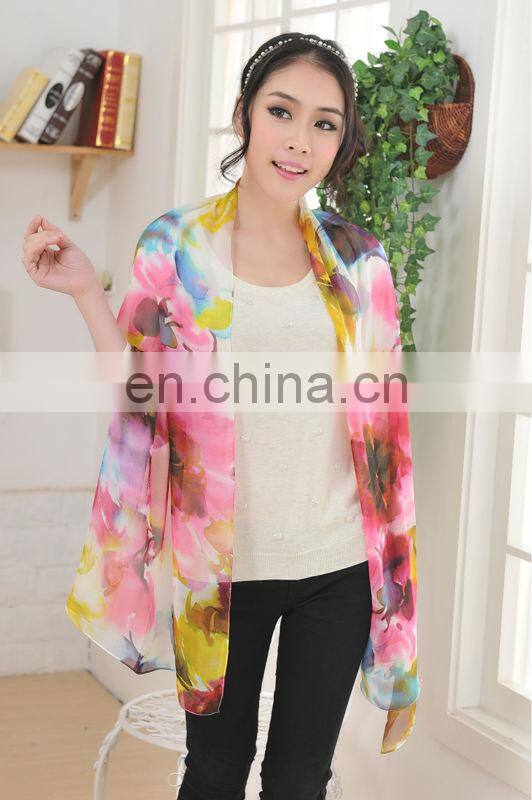 Fashion Ladies 100% Silk Chiffon Scarf