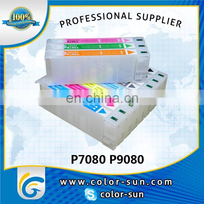 Best selling empty large format refillable ink cartridge with reset chip for epson sure color P7080 P9080 printer