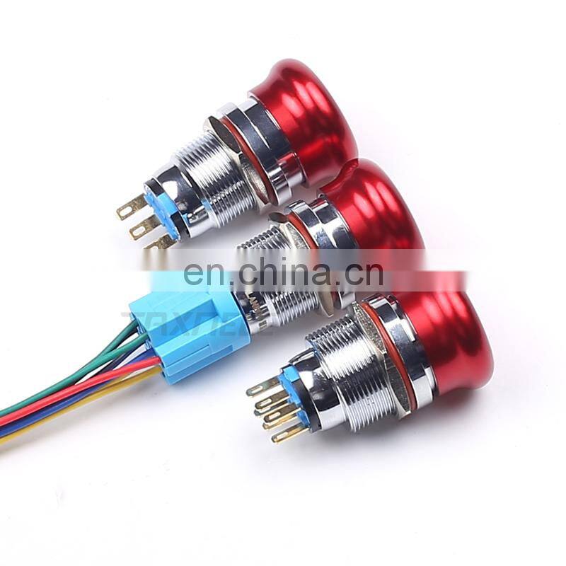 19mm 22mm Emergency STOP Push Button Switch 1NO1NC 2NO2NC Waterproof Stainless Steel Mushroom Metal Aluminum