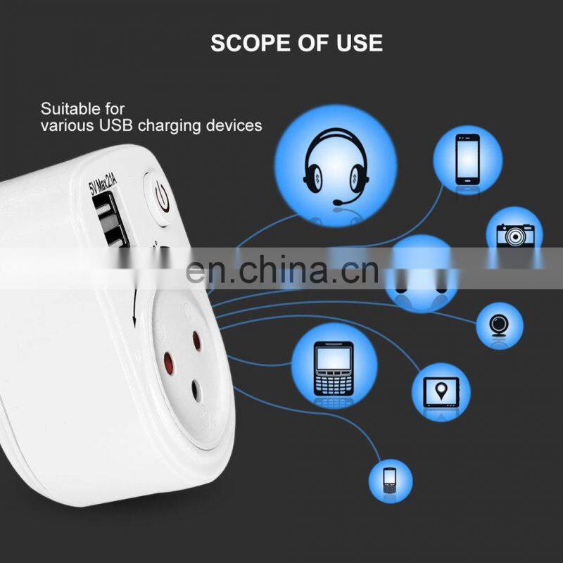 Smart Plug USB Timer Socket Rotatable Dual Timing SocketPortable Wall Travel USB Socket