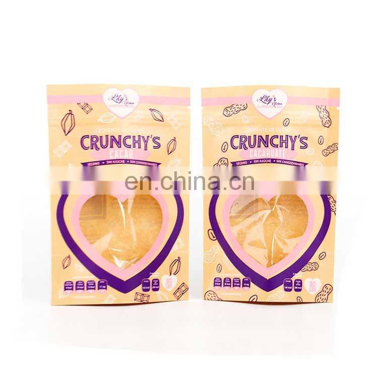 wholesale biodegradable kraft paper doypack nuts packing bag