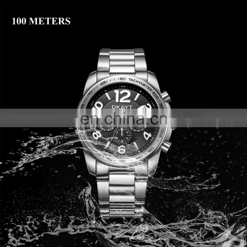 Customized Own Branded Luxury Classic Quartz Watch Full Black Solid Stainless Steel Metal Wristband Watch