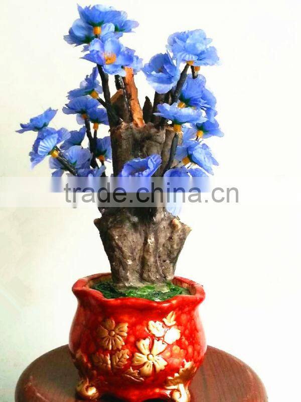 Artificial red peach blossom wall lamp