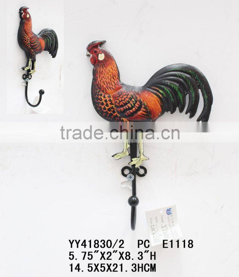 New design embossed cock shape metal hook