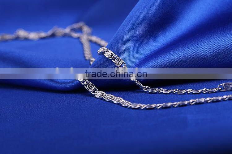 yiwu wholesale fashion jewelry rhodium plated flat chain beautiful necklace