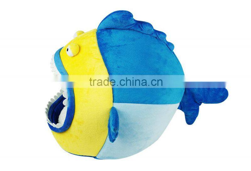 Cute custom plush stuffed big mouse shark shape pet bed for dog and cat
