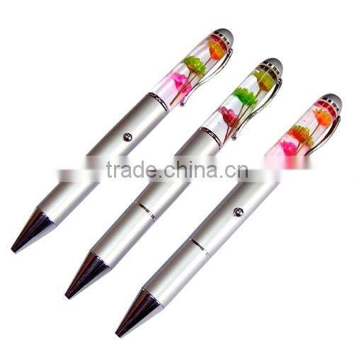 2015 cool liquid floating pen ,Promotional pen with led light ,custom cool liquid pen with 7 color