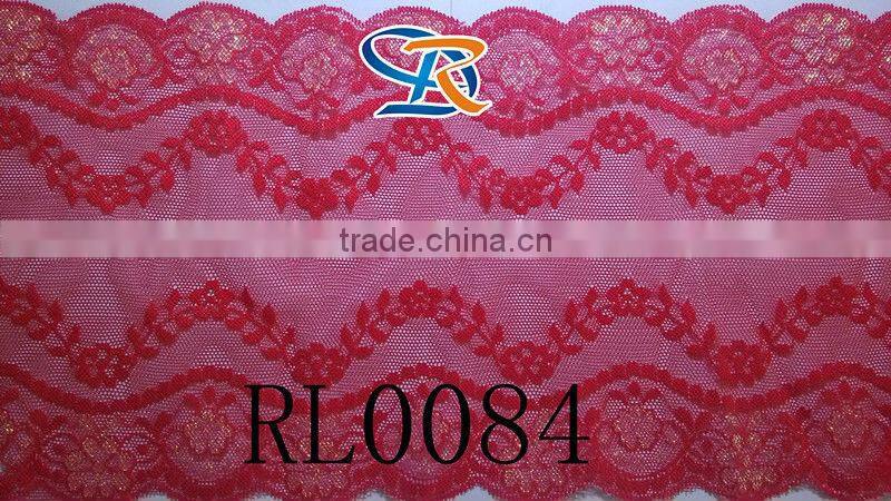 embroiodery technics Chinese red wide spandex bra lace trim
