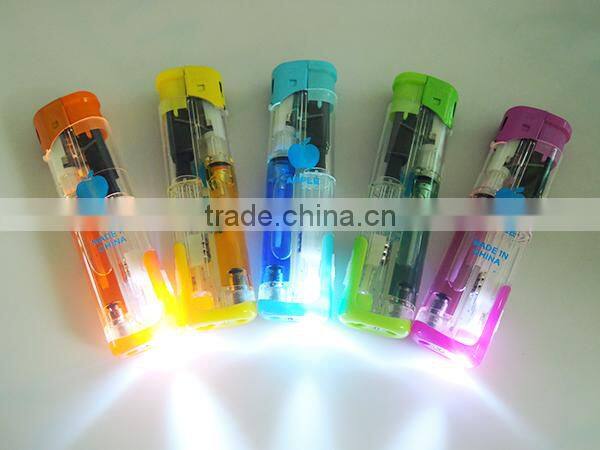 mini size torch lighter transparent windproof electronic gas lighter with led light