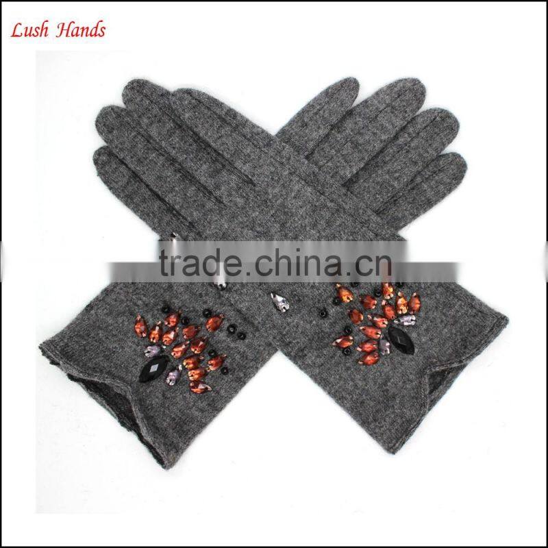 the best sales women fashion diamond embellish woolen gloves