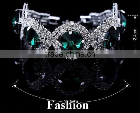 Fashion blue green crystal vintage bracelet wedding bangles bracelets women's beads from india wholesale bracelets rhinestones