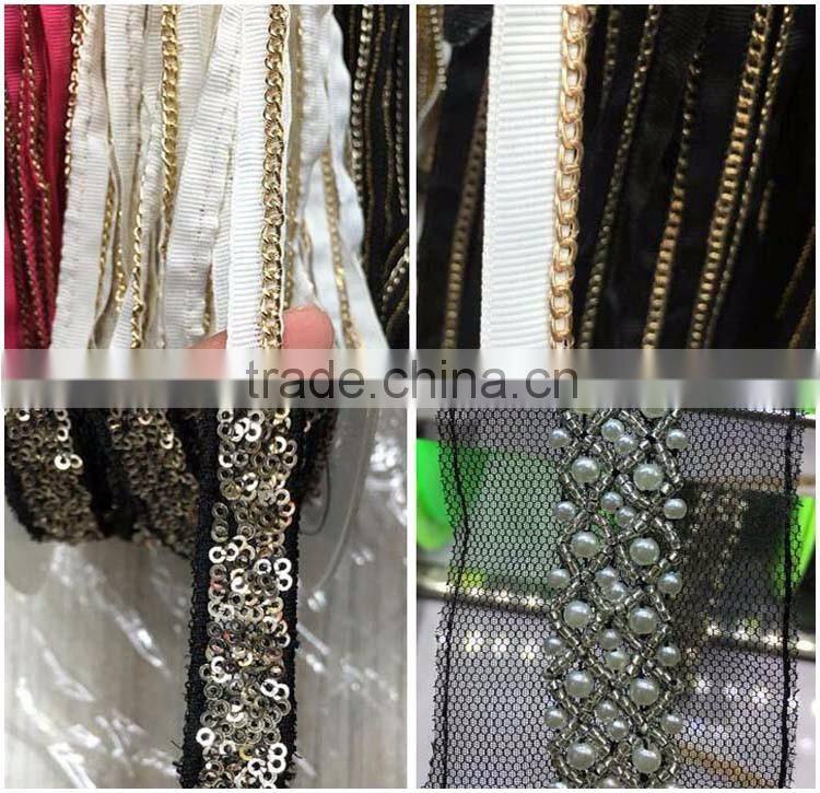 Garment accessories Flower trims,Cheap OEM/ODM White Acrylic Beads Handmade Sew on Net Cloth Collar