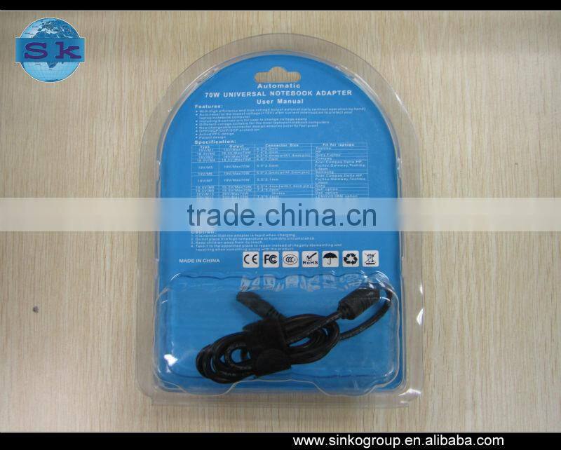70W ac to dc automatic charger for laptop with dc 8 tips