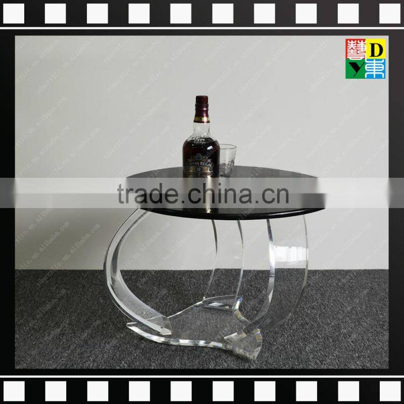 Modern Elegant Clear acrylic base and round marble top coffee table