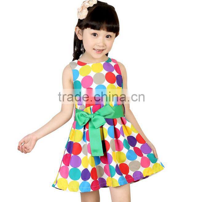 Sleeveness cute dot print girls chinese dresses