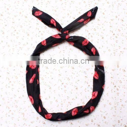 HOT 1 PC Lovely Kids Girls Lady Bow Headwear Hair Bands Hoop Rabbit Ear Wrapped Headband Party Wire Scarf Hair Accessories