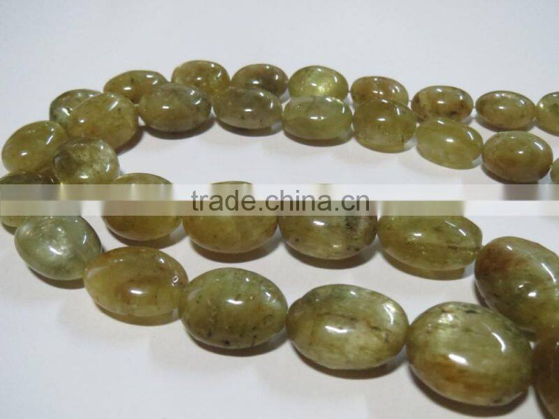 RARE Natural Chrysoberyl Cat's Eye oval stone bead necklace