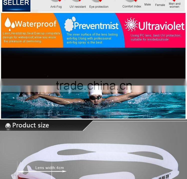 Wide vision mirrored swim goggles for men