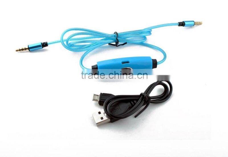 Latest Products EL/LED light cable for headphone, aux audio cable with microphone