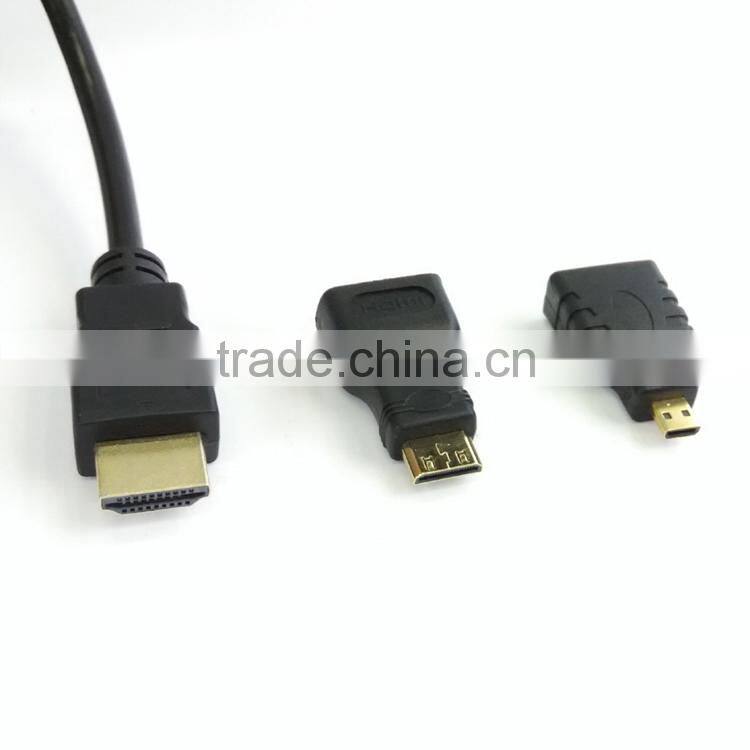 Full HD 1080P 3D supported HDMI to HDMI/Mini/Micro 3 in 1 Adapter for mobile phone/camera/monitor/projector/computer
