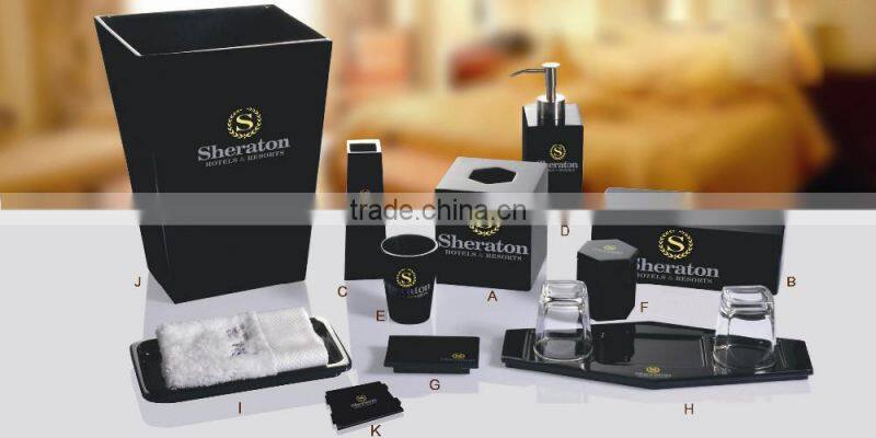 Hotel resin product bathroom accessories resin vase/tissue box/amenity box/towel dish/soap dish customized