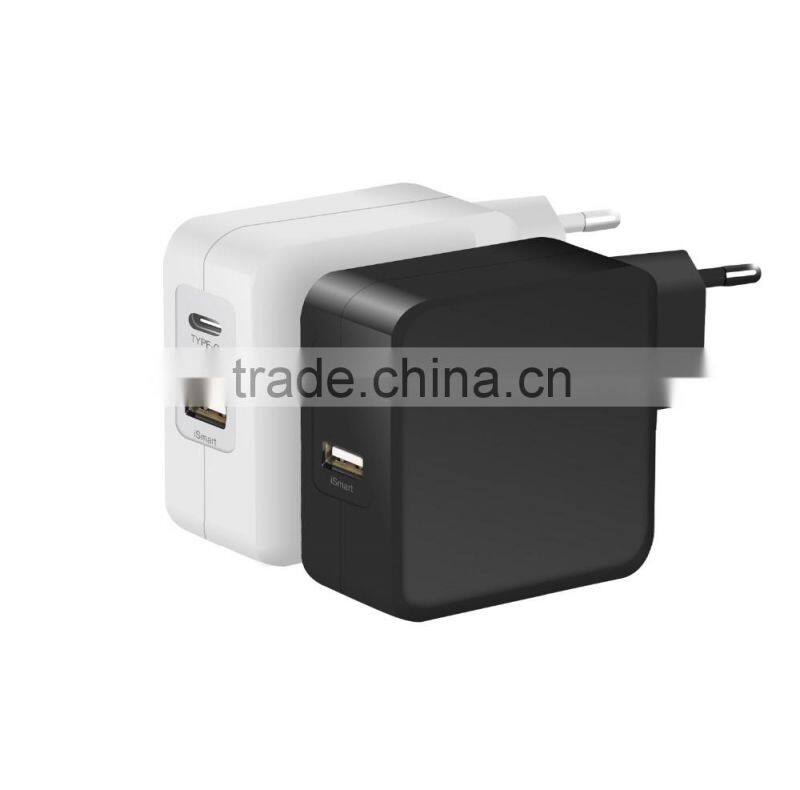 New USB charger 2 ports 5V 4.8A with type C have EU US UK Plug